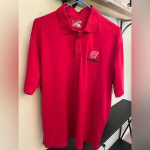 Men’s Under Armour Wisconsin Badgers Red Loose Golf Polo Shirt Size XL